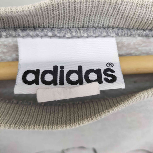 アディダス adidas 90S USA製 トレフォイルロゴ 刺繍 裏起毛 ポリコットン ラグランスリーブ クルーネック スウェット メンズ import:L